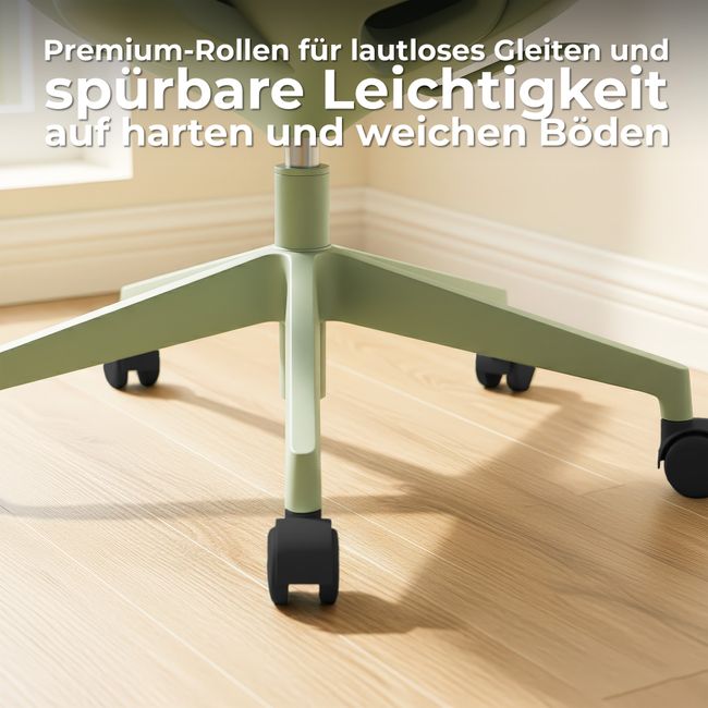 BREATHE Bürodrehstuhl | Feste Armlehnen, 5-Stern-Fußkreuz, Grün