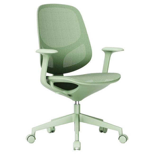 BREATHE Bürodrehstuhl | Feste Armlehnen, 5-Stern-Fußkreuz, Grün