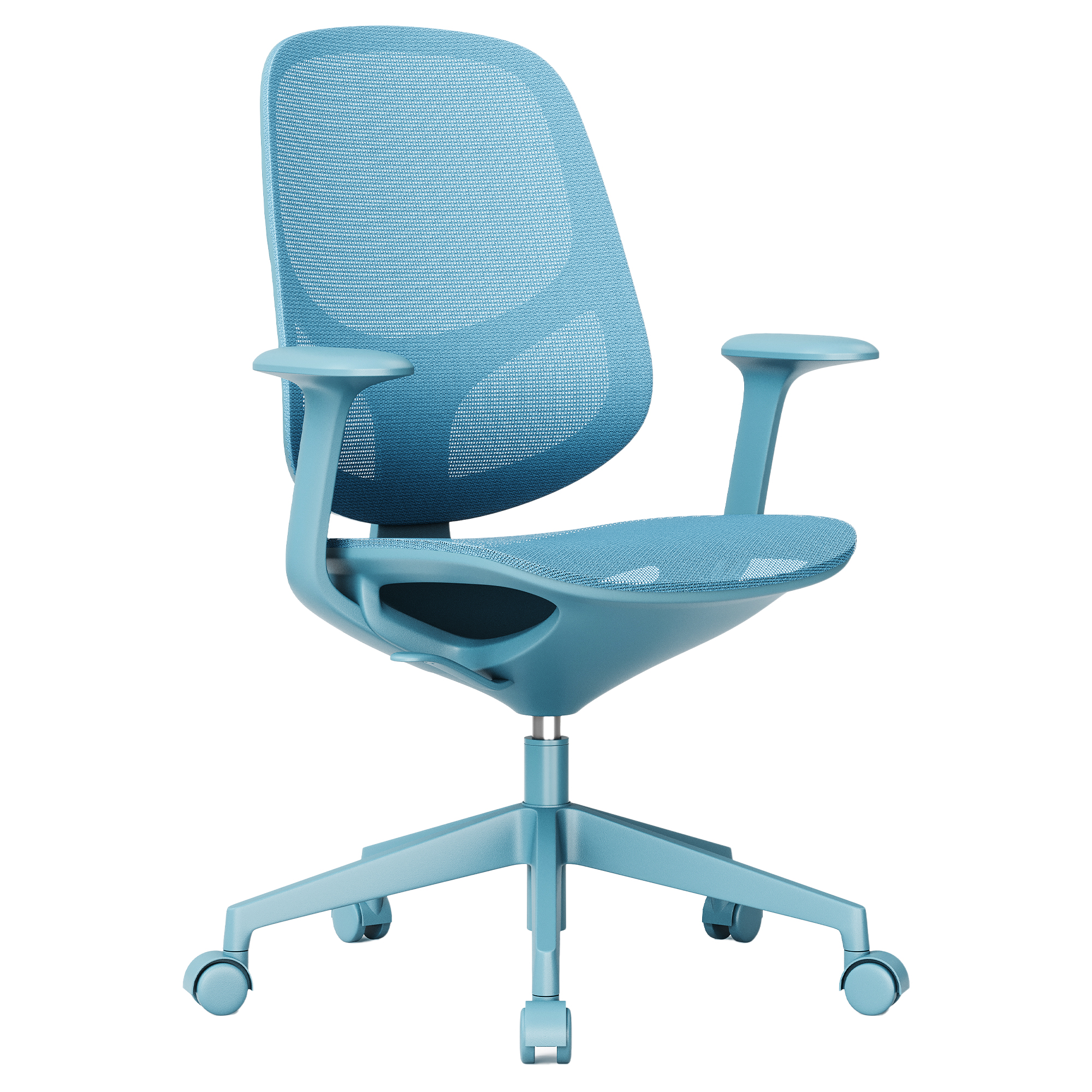 BREATHE Bürodrehstuhl | Feste Armlehnen, 5-Stern-Fußkreuz, Blau - 1 Main Image