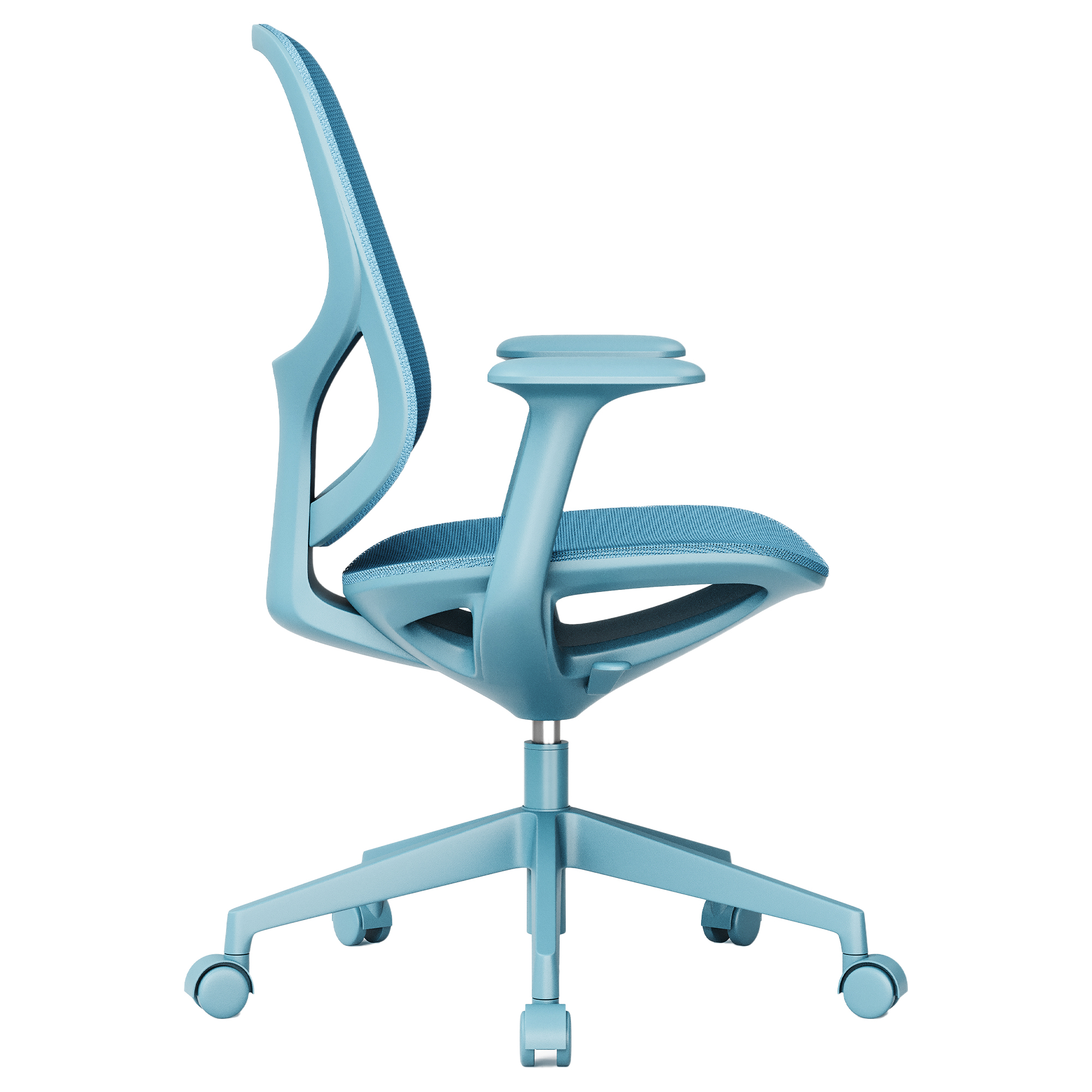BREATHE Bürodrehstuhl | Feste Armlehnen, 5-Stern-Fußkreuz, Blau - 4 Main Image