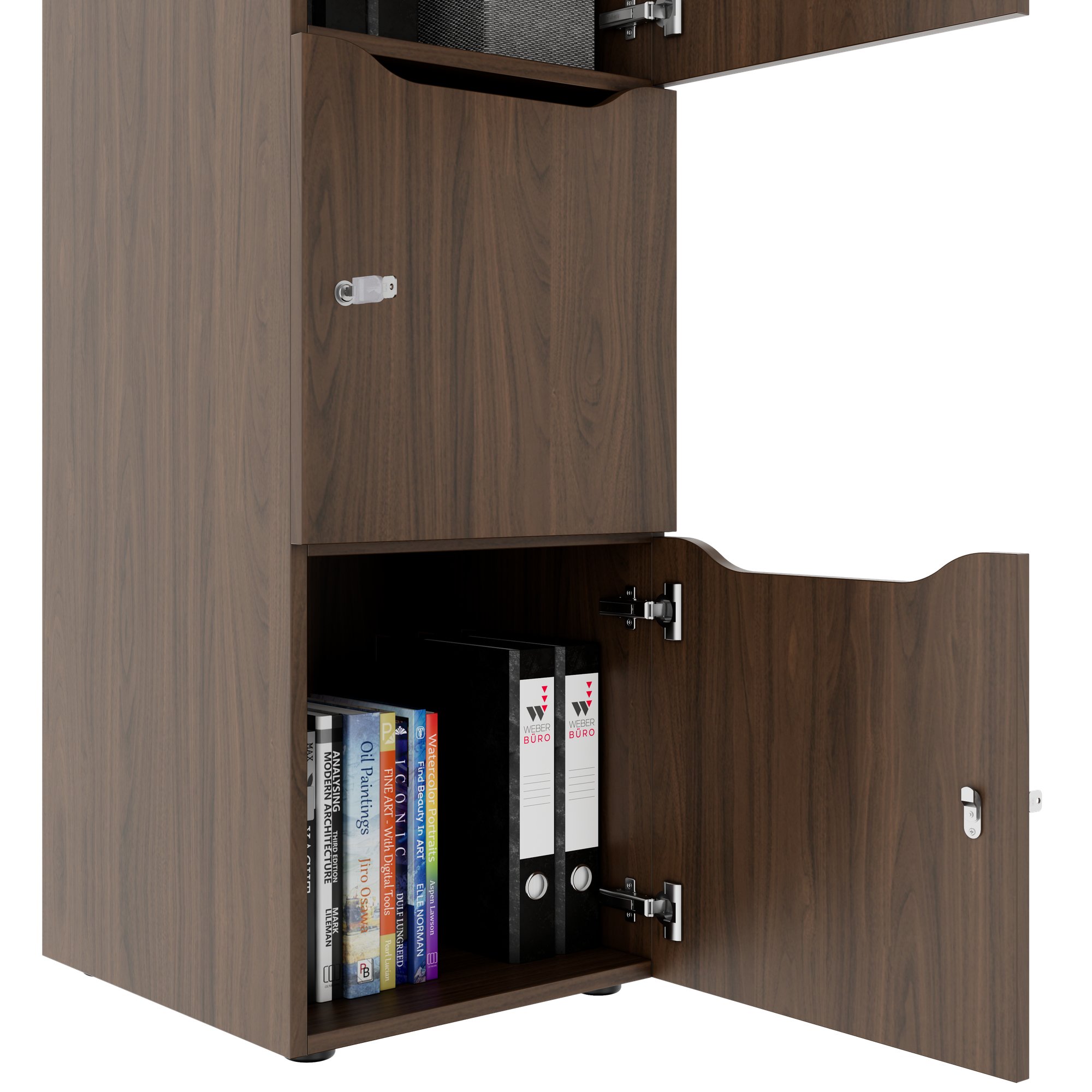 CHOICE Spind | 450 x 1370 mm, 2 oder 3 Schließfächer, Nussbaum - 5 Main Image