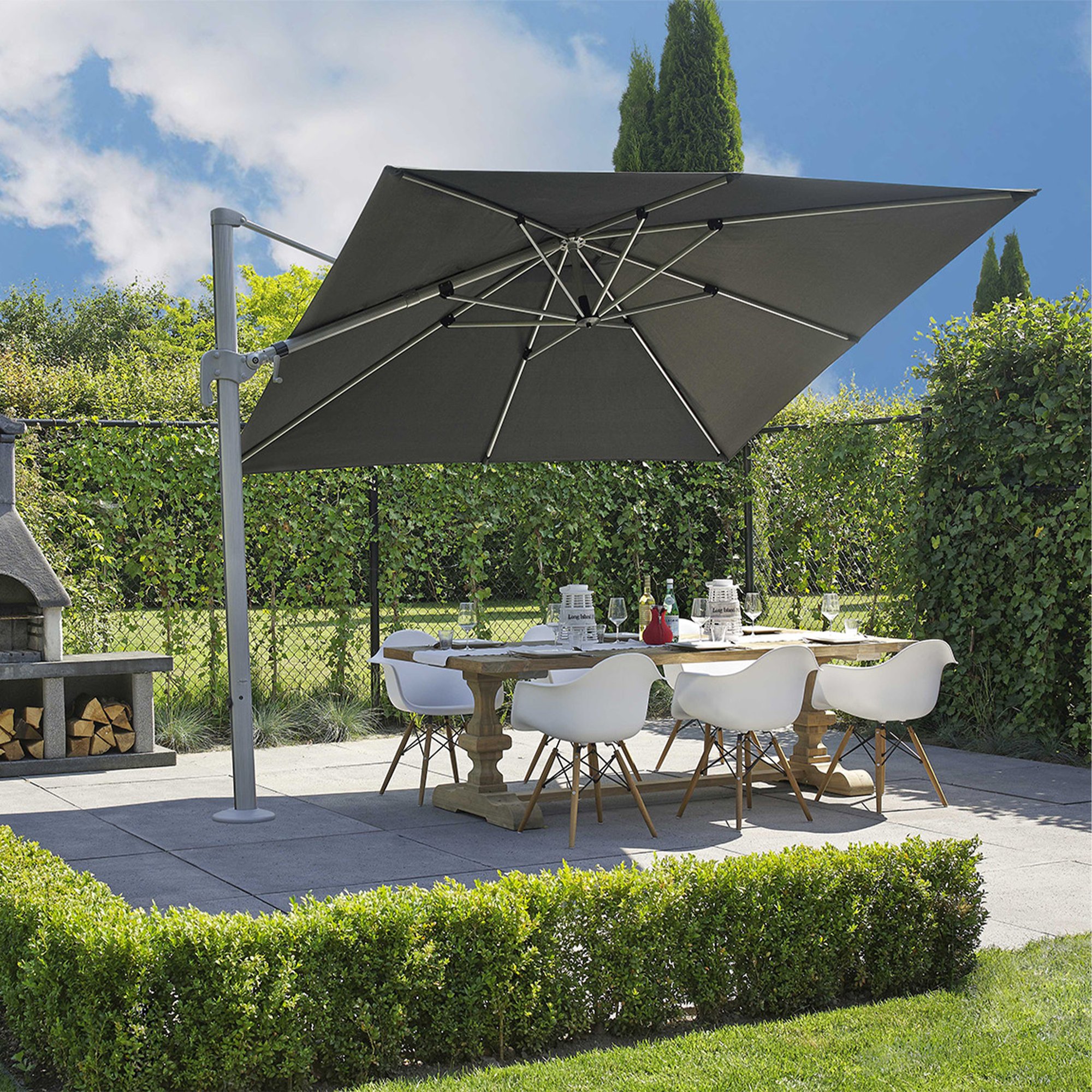 Platinum Bodeneinbausockel Beton | Stahl, Anthrazit, Lösung für Freiarmschirme - 2 Main Image