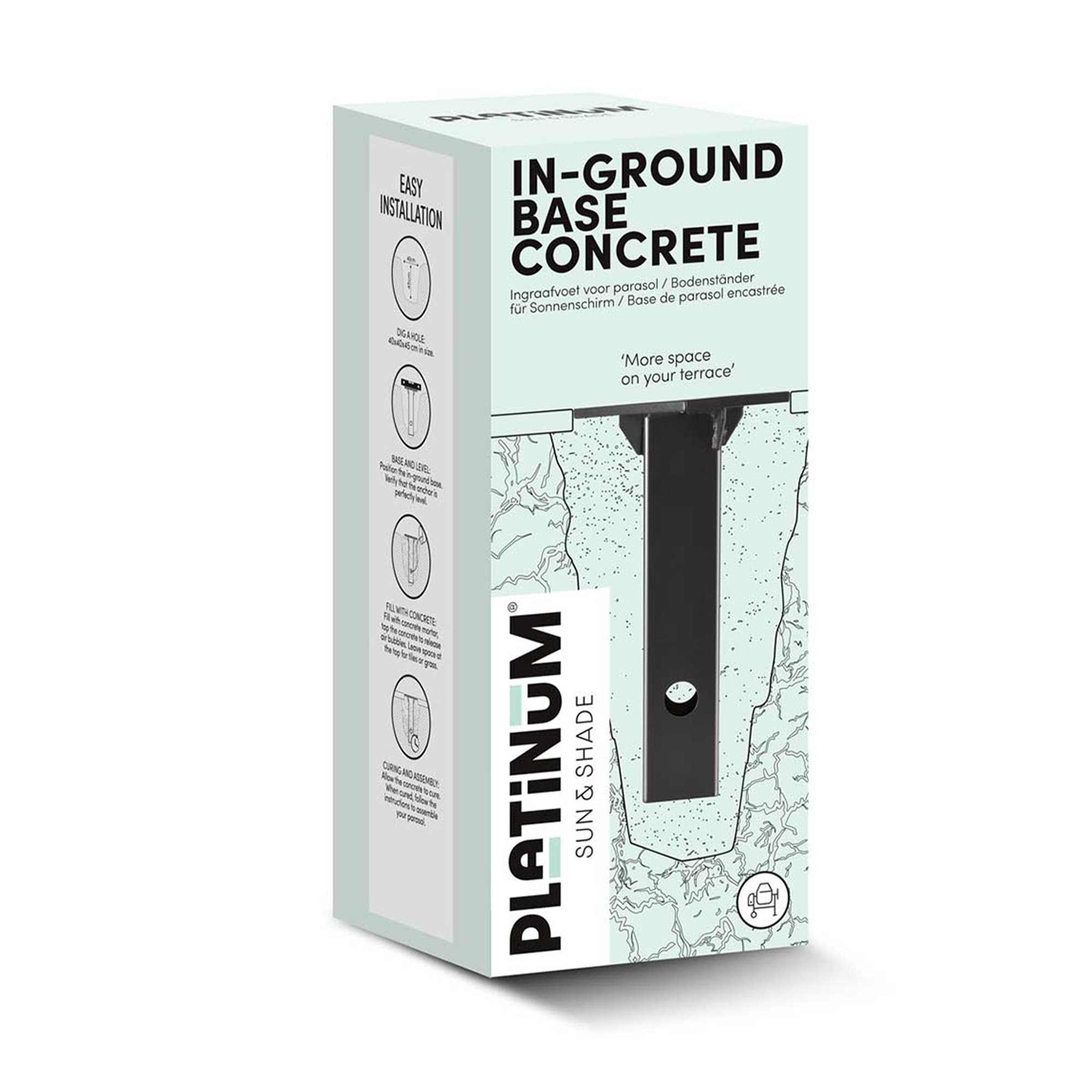 Platinum Bodeneinbausockel Beton | Stahl, Anthrazit, Lösung für Freiarmschirme - 5 Main Image