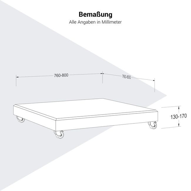 Platinum VENEZIA Schirmständer | Mit Rollen, gerade Ecken, Beige Granit, 90-120 kg
