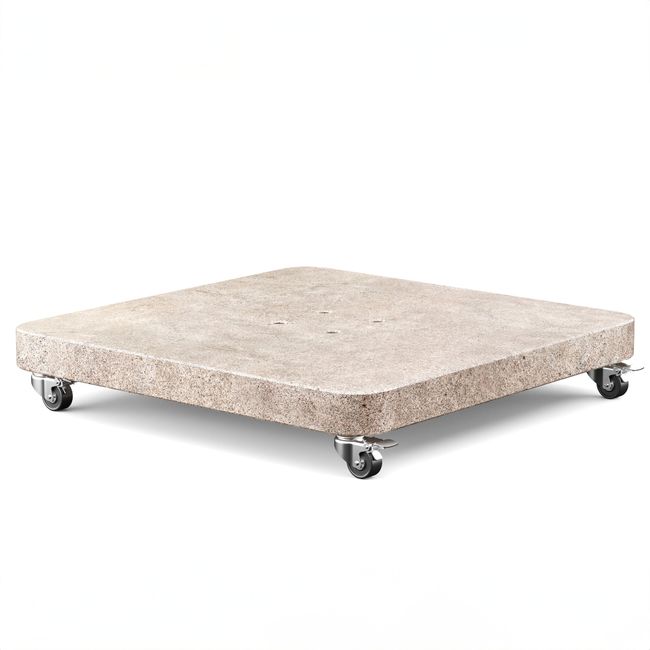Platinum VENEZIA ROUND EDGE Schirmständer | Mit Rollen, abgerundete Ecken, Beige Granit, 90-120 kg