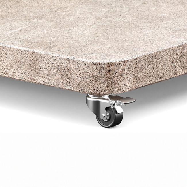 Platinum VENEZIA ROUND EDGE Schirmständer | Mit Rollen, abgerundete Ecken, Beige Granit, 90-120 kg