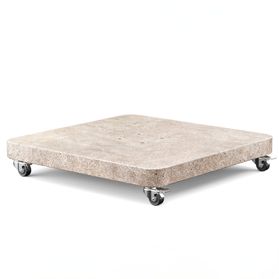 Platinum VENEZIA ROUND EDGE Schirmständer | Mit Rollen, abgerundete Ecken, Beige Granit, 90-120 kg