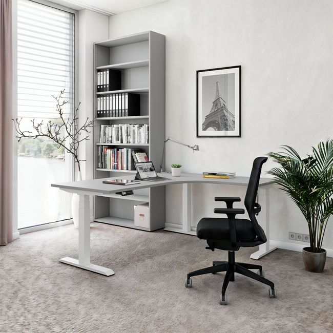 TELDRA Pro Winkelschreibtisch-Gestell | 1075-1801 mm, elektrisch höhenverstellbar