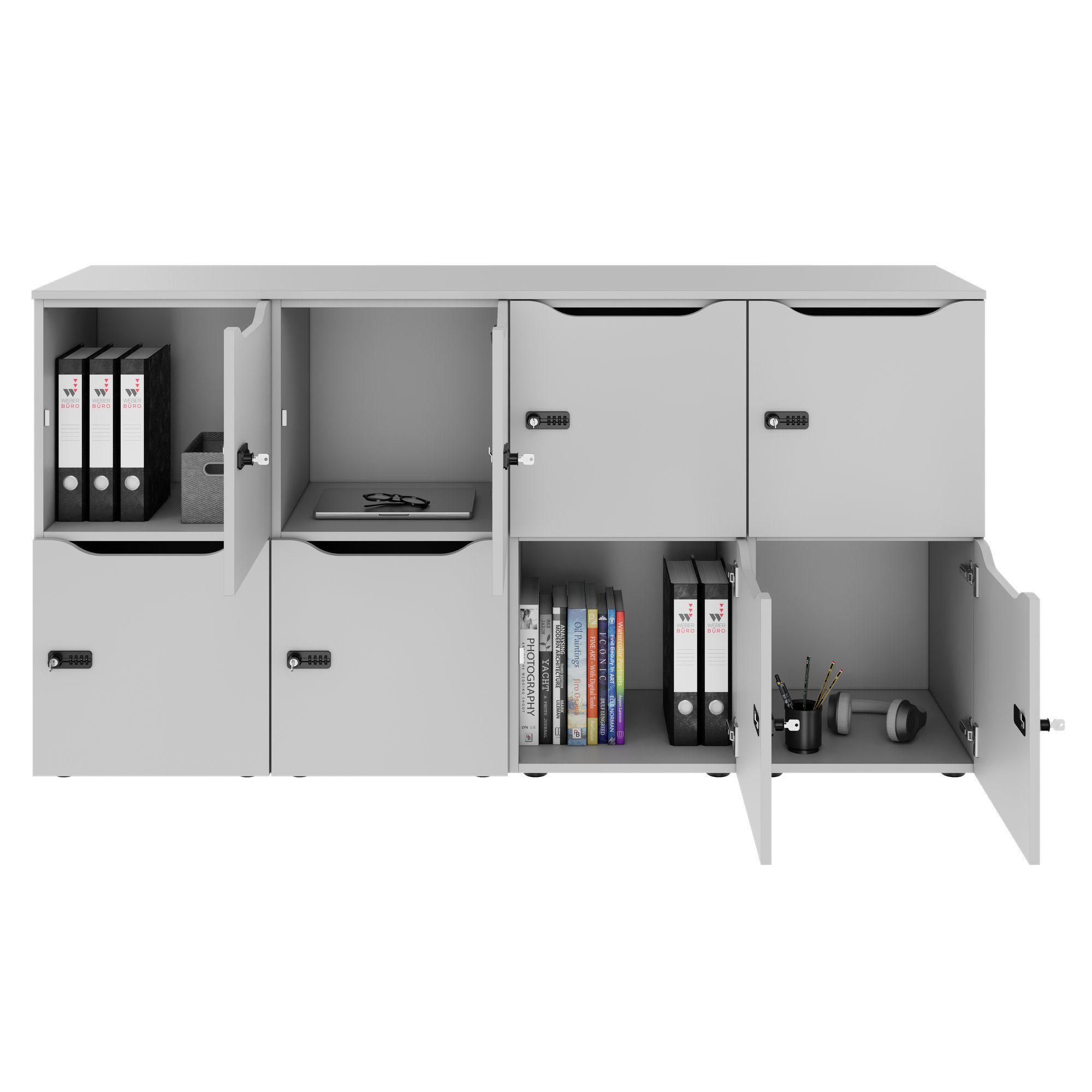 CHOICE Spind | 1804 x 936 mm, 8 Schließfächer, Perlgrau - 2 Main Image