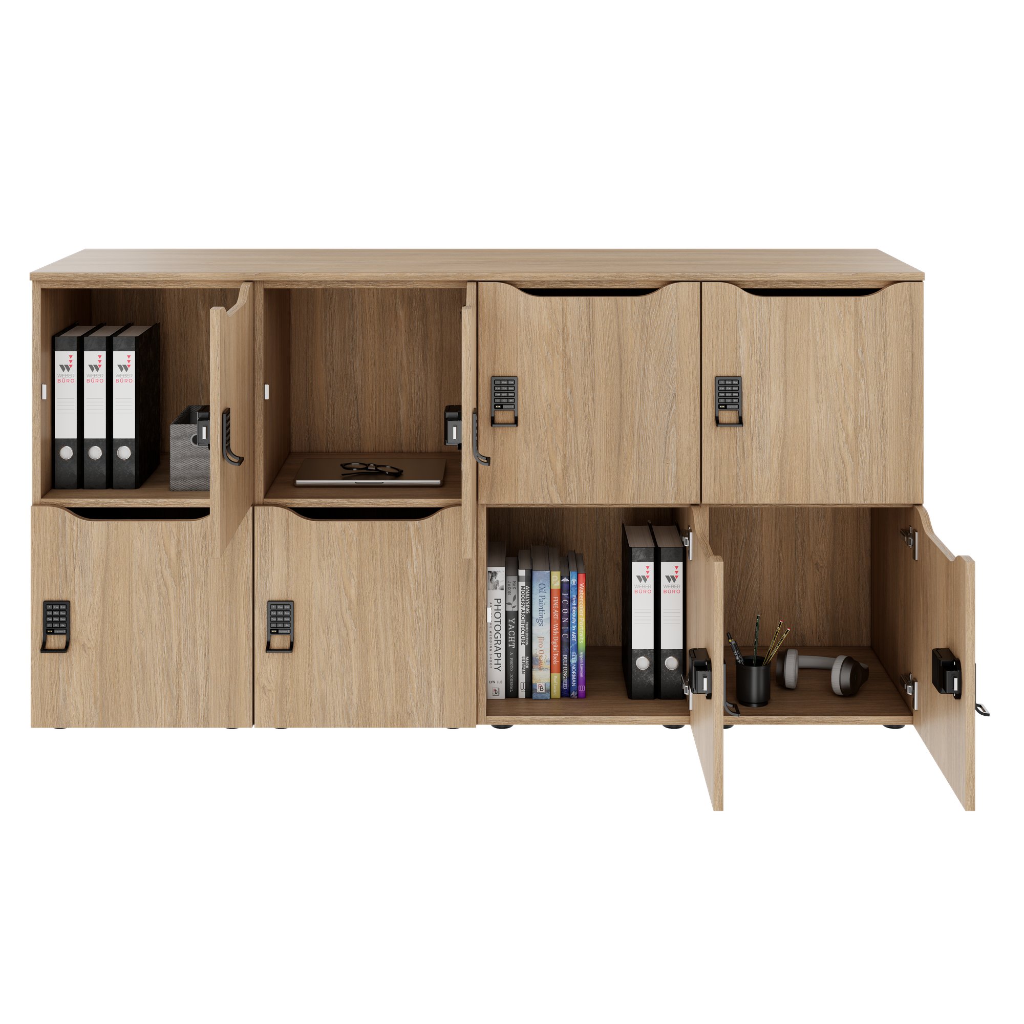 CHOICE Spind | 1804 x 936 mm, 8 Schließfächer, Bernsteineiche - 2 Main Image