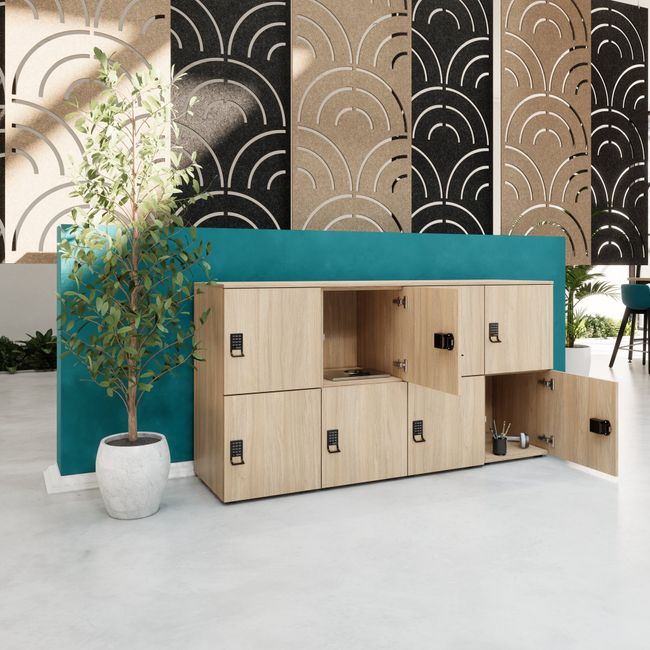 CHOICE Spind | 1804 x 936 mm, 8 Schließfächer, Bernsteineiche