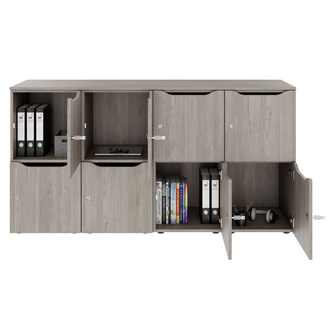 CHOICE Spind | 1804 x 936 mm, 8 Schließfächer, Nordeiche grau