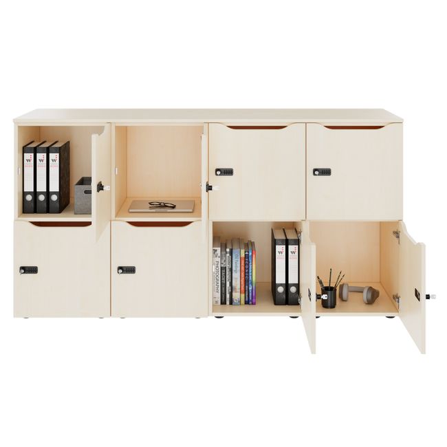 CHOICE Spind | 1804 x 936 mm, 8 Schließfächer, Ahorn