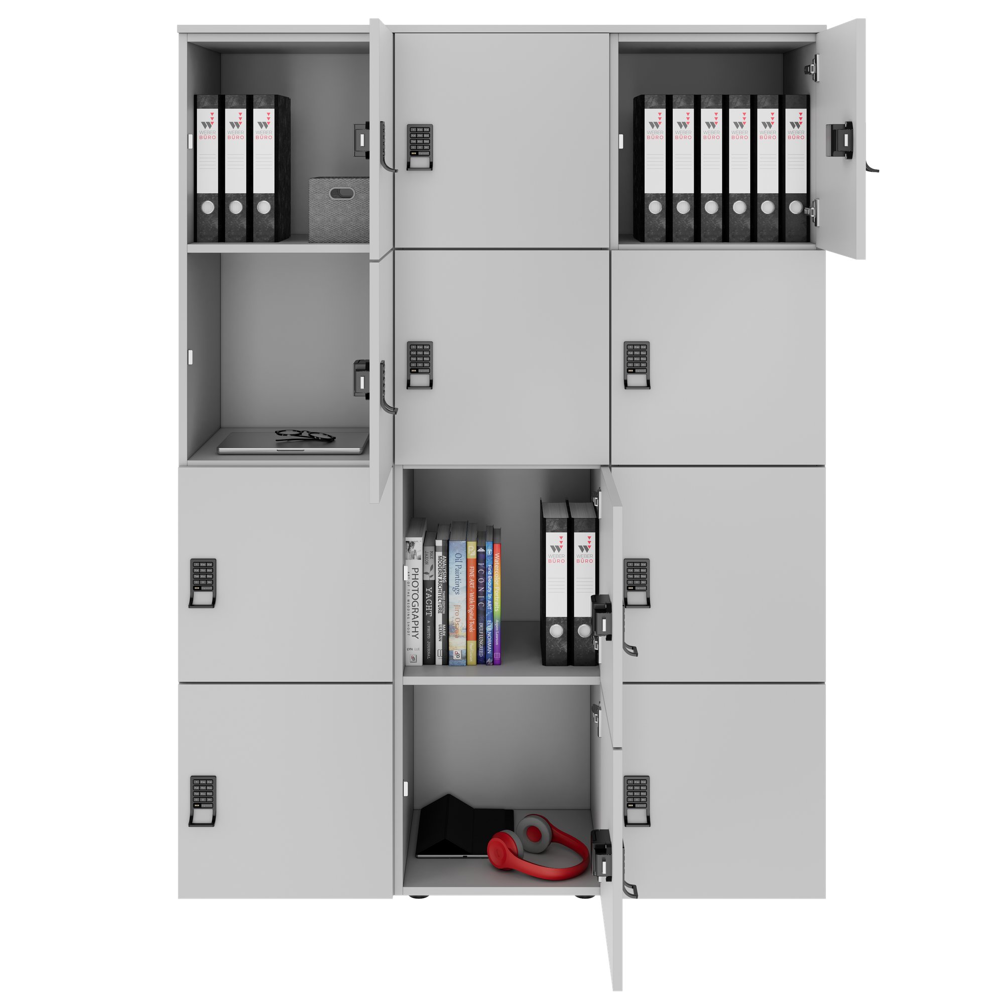 CHOICE Spind | 1353 x 1836 mm, 12 Schließfächer, Perlgrau - 2 Main Image