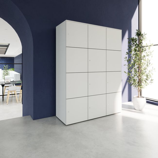 CHOICE Spind | 1353 x 1836 mm, 12 Schließfächer, Perlgrau