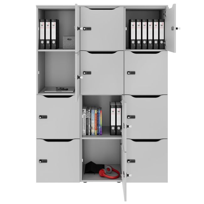 CHOICE Spind | 1353 x 1836 mm, 12 Schließfächer, Perlgrau