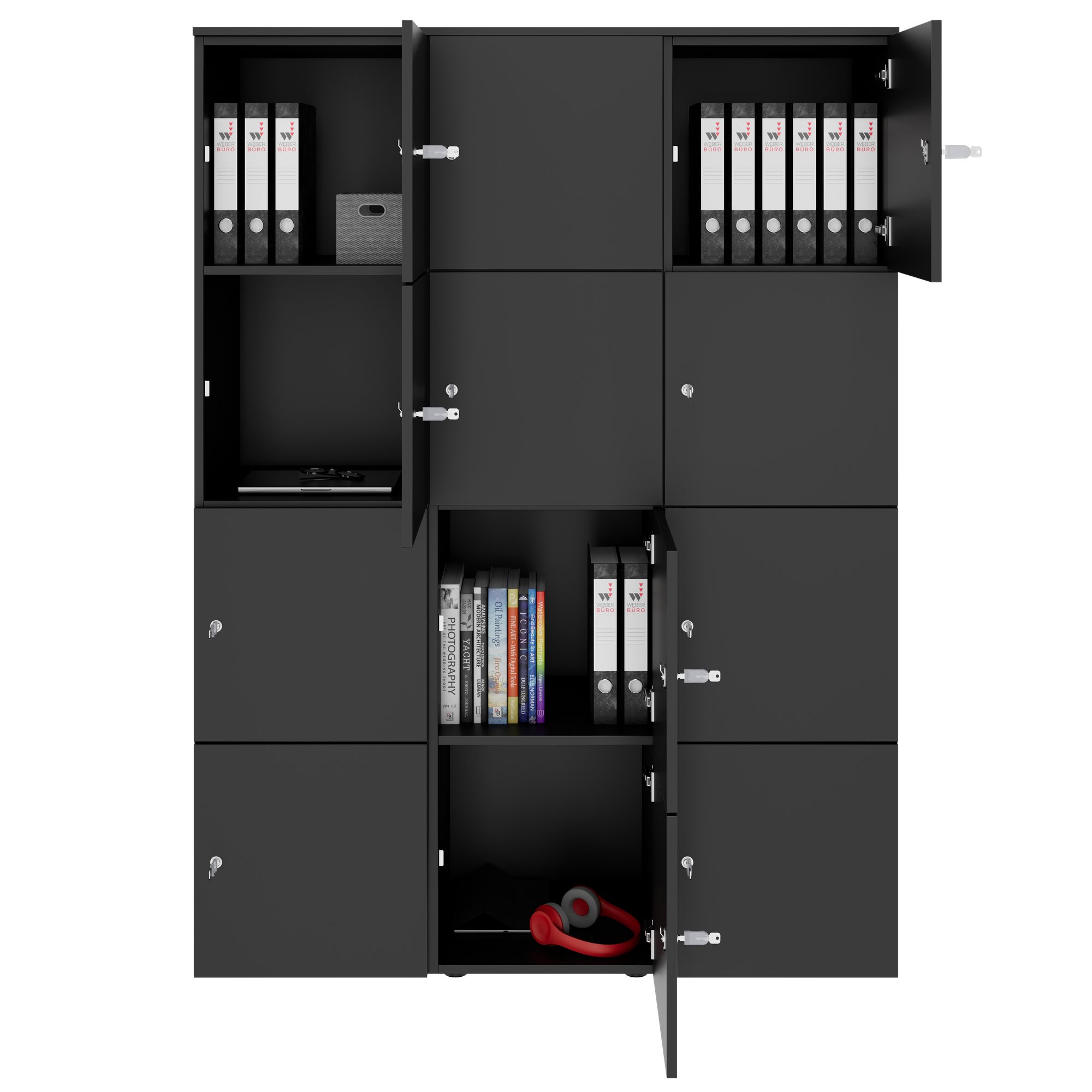 CHOICE Spind | 1353 x 1836 mm, 12 Schließfächer, Anthrazit - 2 Main Image