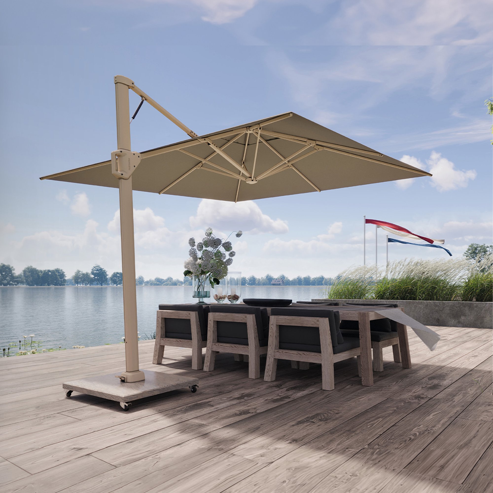Platinum BEAUFORT cantilever parasol | 3200 x 3200 mm, 360° rotatable, scissor system  - 3 Main Image