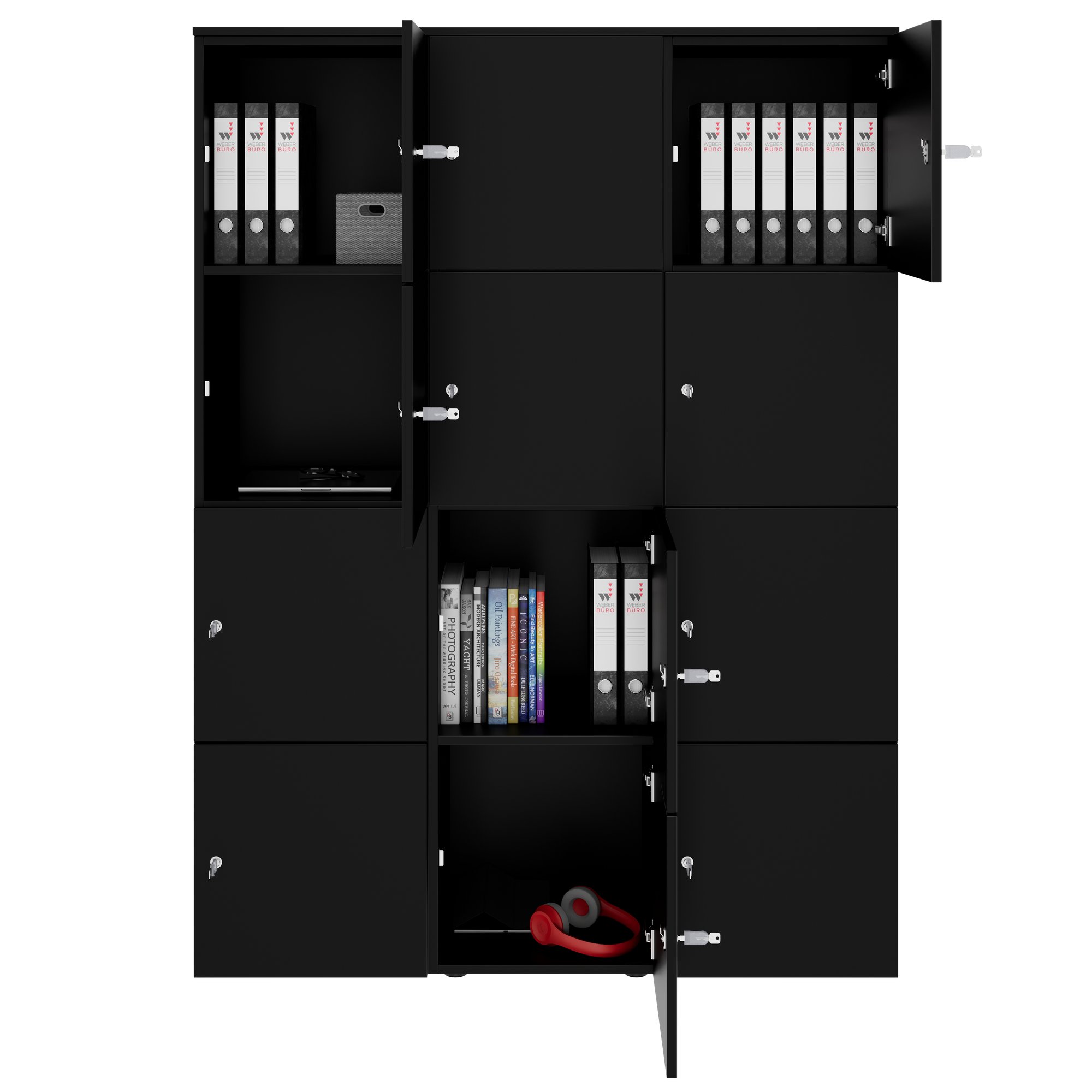 CHOICE Spind | 1353 x 1836 mm, 12 Schließfächer, Schwarz - 2 Main Image