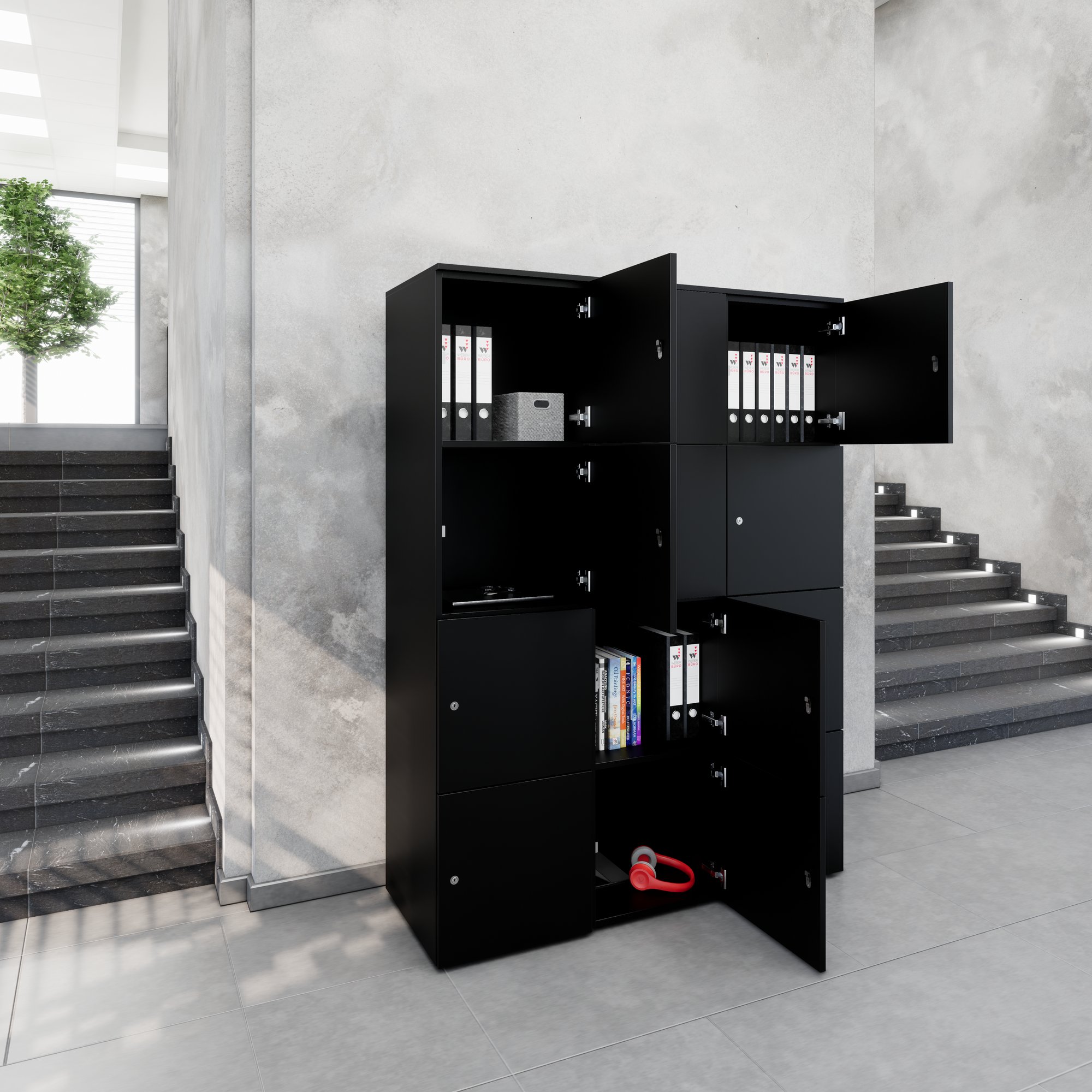 CHOICE Spind | 1353 x 1836 mm, 12 Schließfächer, Schwarz - 8 Main Image