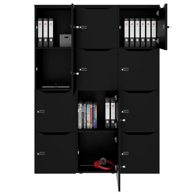 CHOICE Spind | 1353 x 1836 mm, 12 Schließfächer, Schwarz