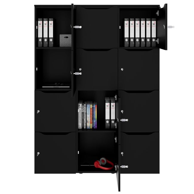 CHOICE Spind | 1353 x 1836 mm, 12 Schließfächer, Schwarz