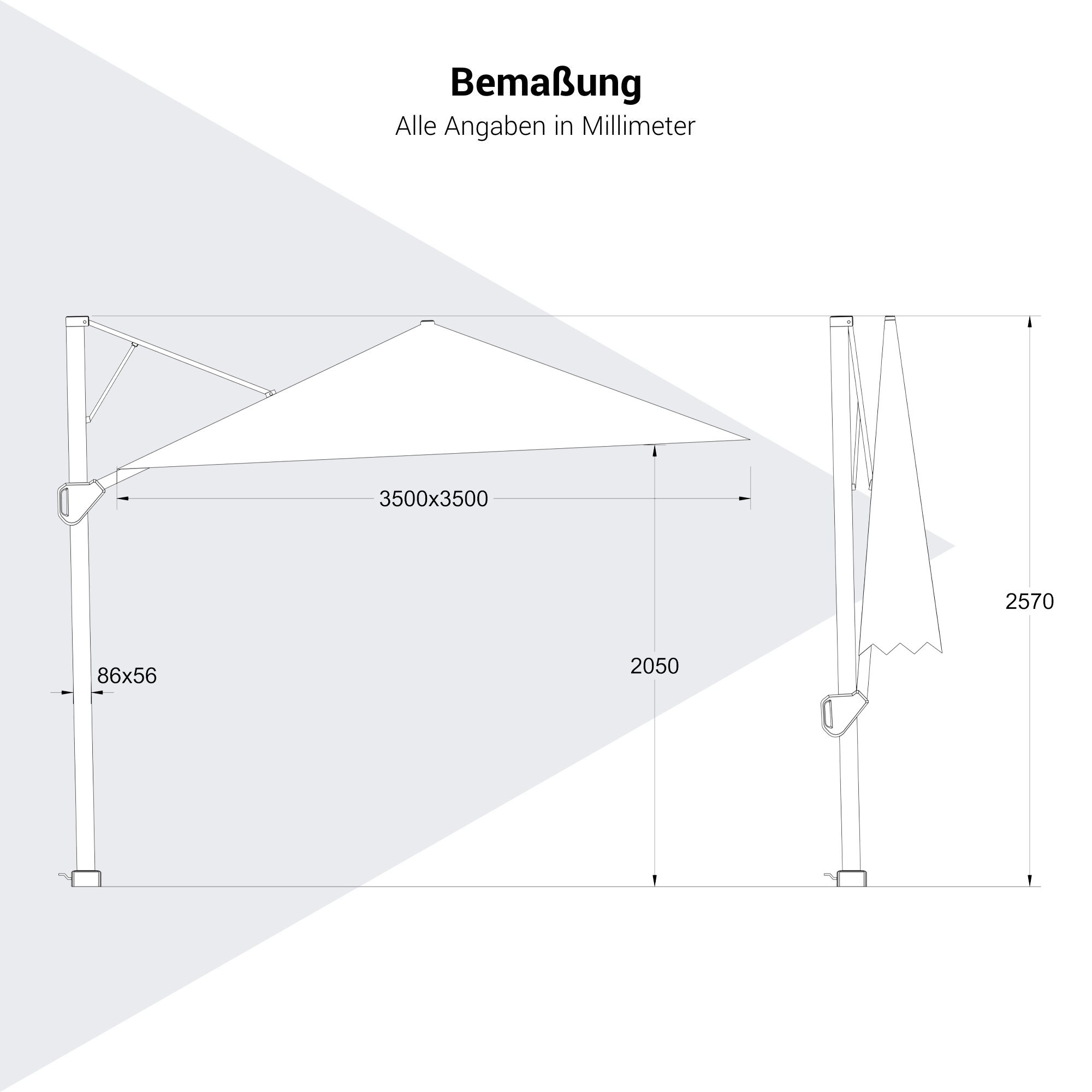 Platinum CHALLENGER T1 Teleskop Ampelschirm | 3500 x 3500 mm, 360° drehbar - 10 Main Image
