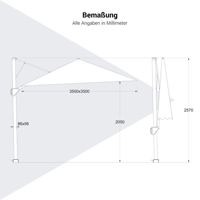 Platinum CHALLENGER T1 Teleskop Ampelschirm | 3500 x 3500 mm, 360° drehbar