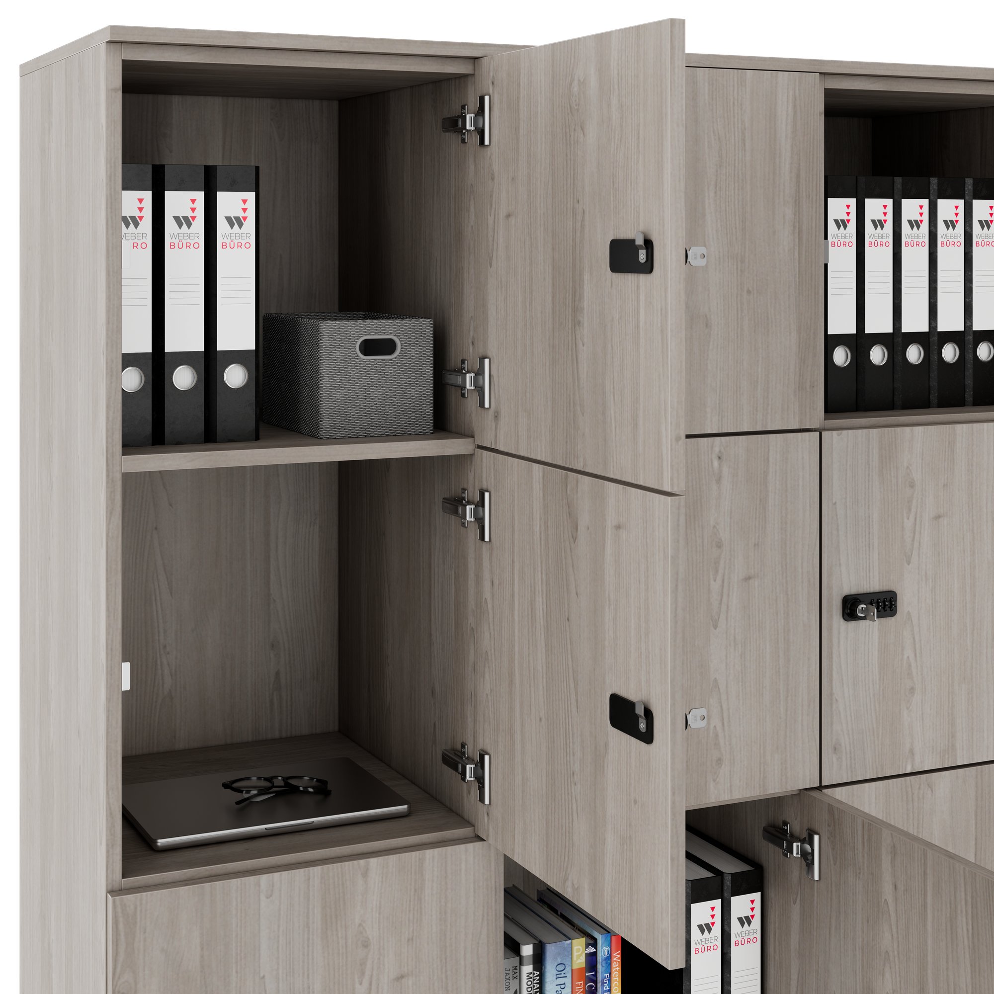 CHOICE Spind | 1353 x 1836 mm, 12 Schließfächer, Nordeiche grau - 4 Main Image