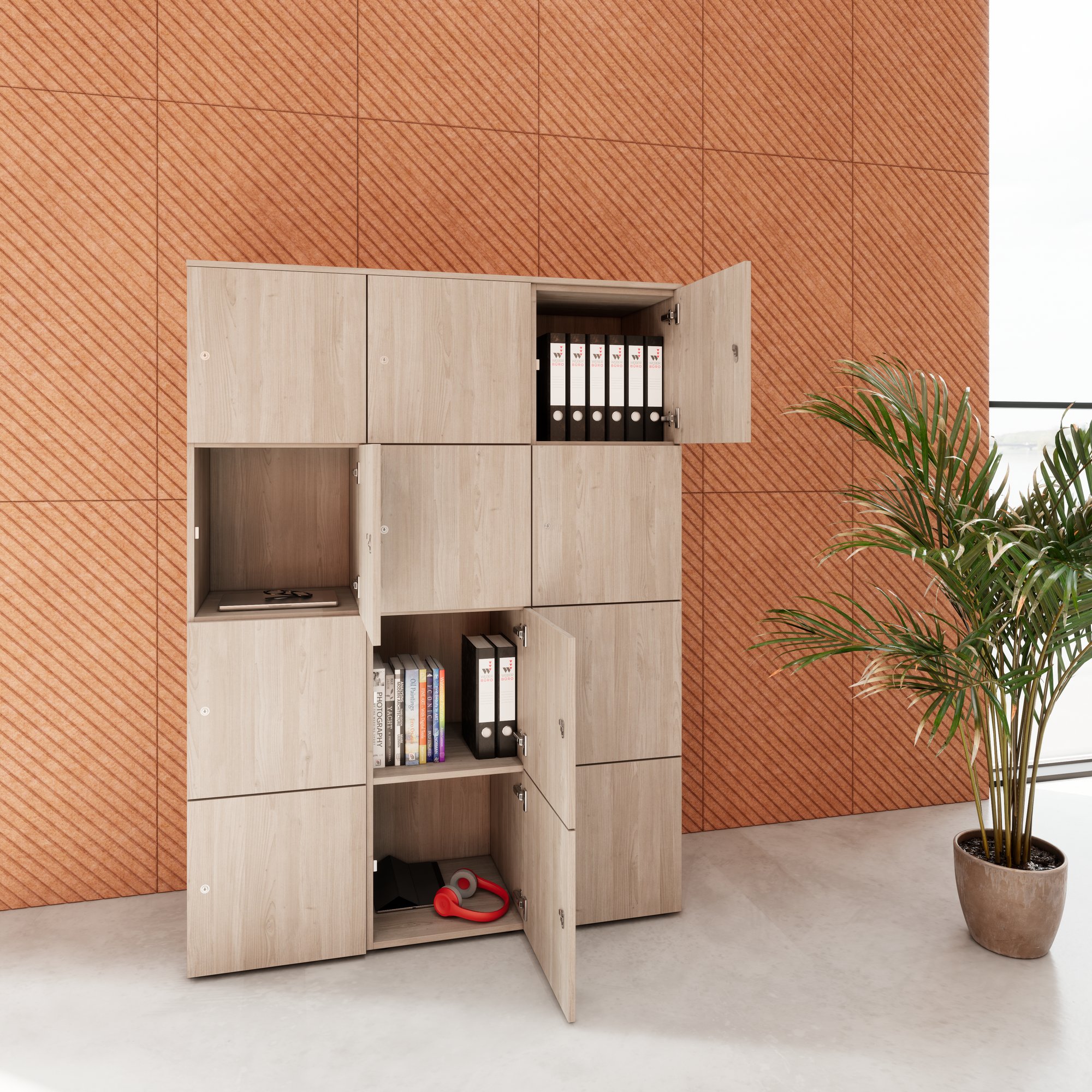 CHOICE Spind | 1353 x 1836 mm, 12 Schließfächer, Nordeiche grau - 8 Main Image