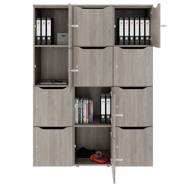 CHOICE Spind | 1353 x 1836 mm, 12 Schließfächer, Nordeiche grau