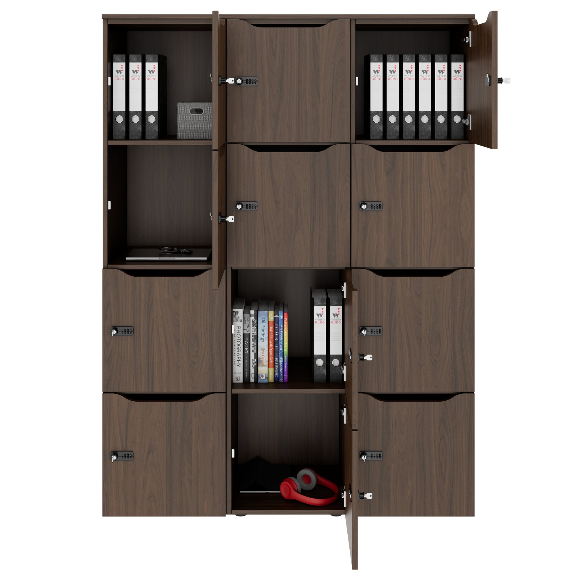 CHOICE Spind | 1353 x 1836 mm, 12 Schließfächer, Nussbaum - 6 Main Image