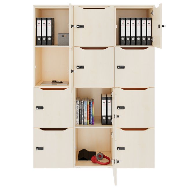 CHOICE Spind | 1353 x 1836 mm, 12 Schließfächer, Ahorn