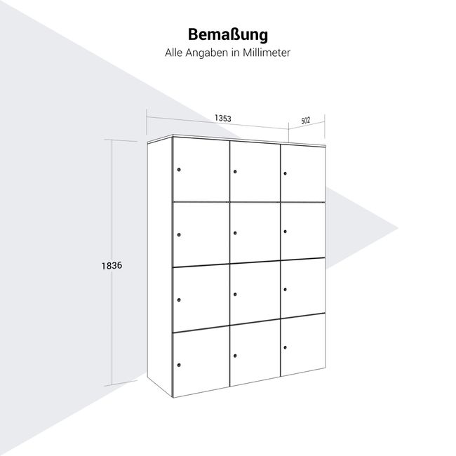 CHOICE Spind | 1353 x 1836 mm, 12 Schließfächer, Ahorn