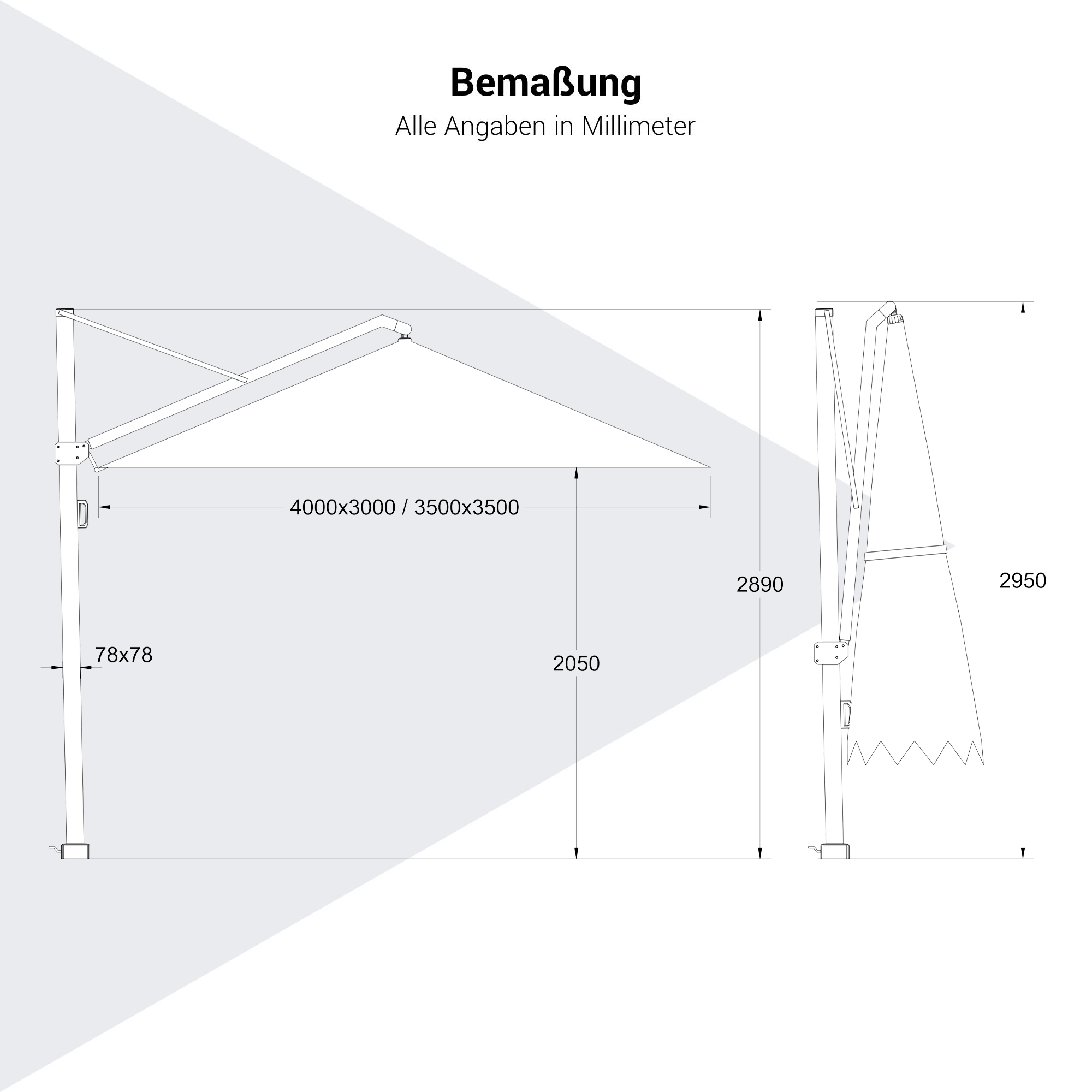 Platinum ICON T1 Ampelschirm | 4000 x 3000 mm, 360° drehbar - 7 Main Image