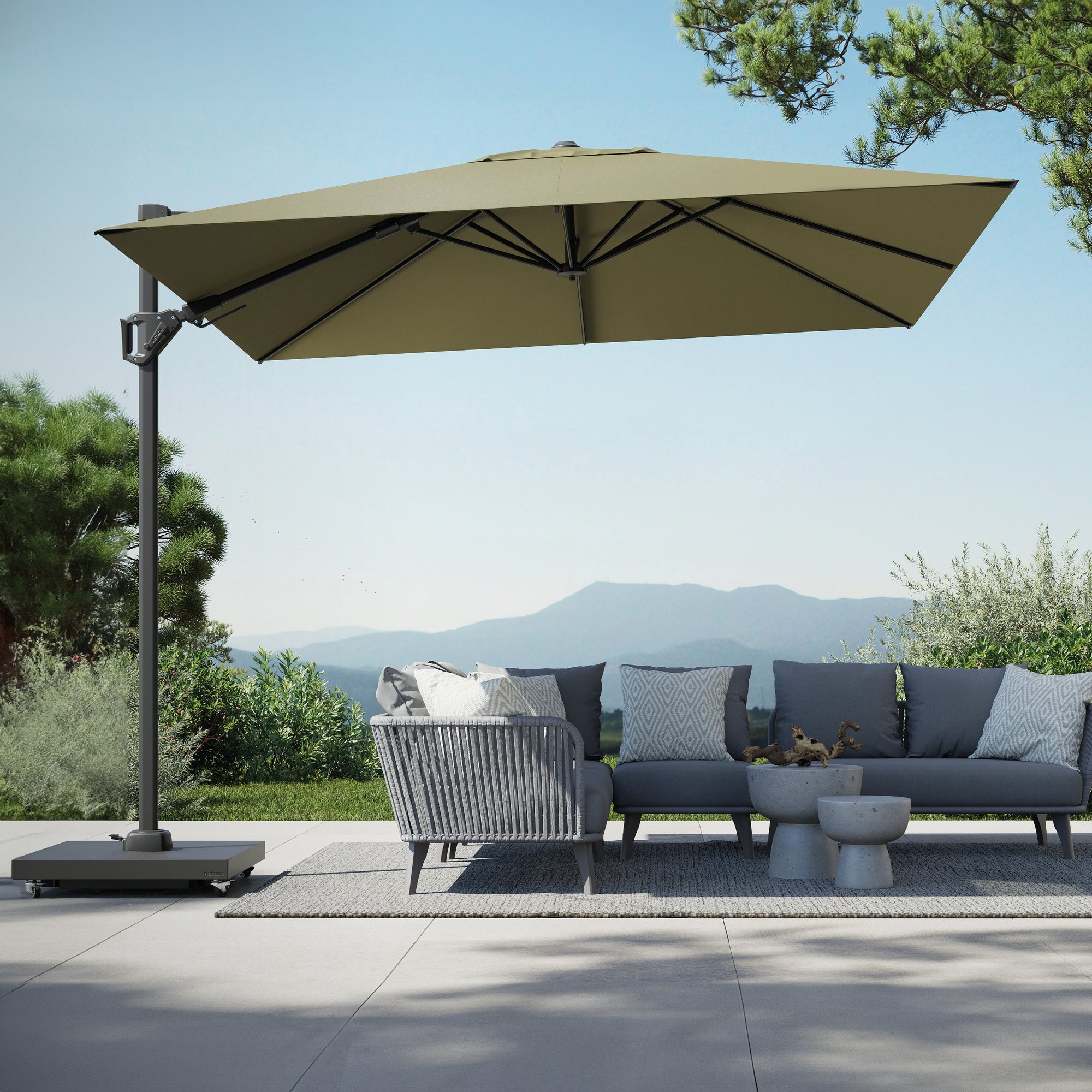 Platinum CHALLENGER T2 Ampelschirm | 2600-3500 x 2600-3500 mm, 360° drehbar, seitlich schwenkbar - 10 Main Image