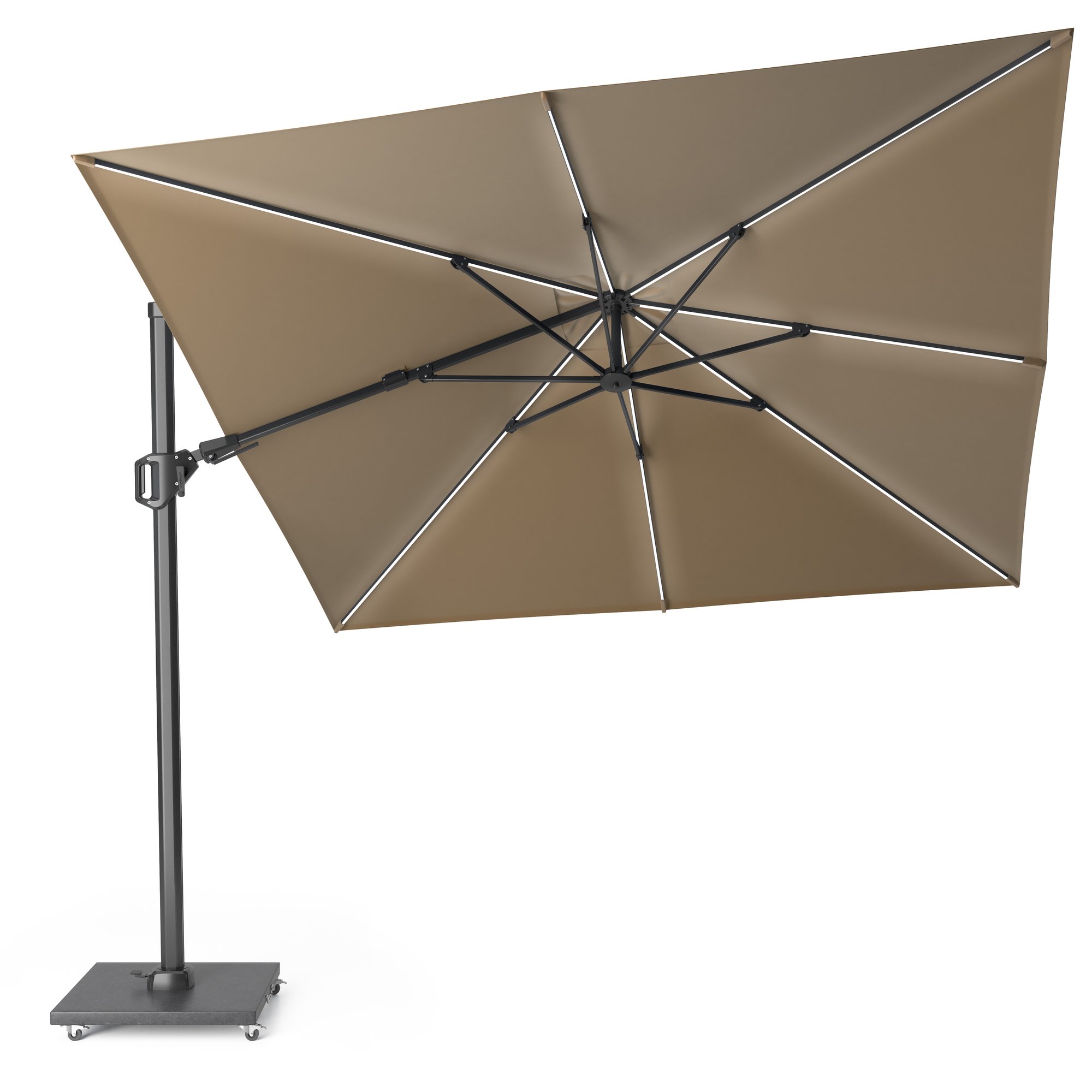 Platinum CHALLENGER T2 GLOW Ampelschirm | 3000 x 3000 mm, 360° drehbar, LED-Beleuchtung - 4 Main Image