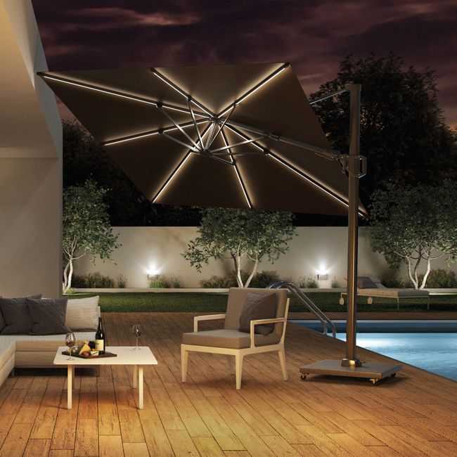 Platinum CHALLENGER T2 GLOW Ampelschirm | 3000 x 3000 mm, 360° drehbar, LED-Beleuchtung