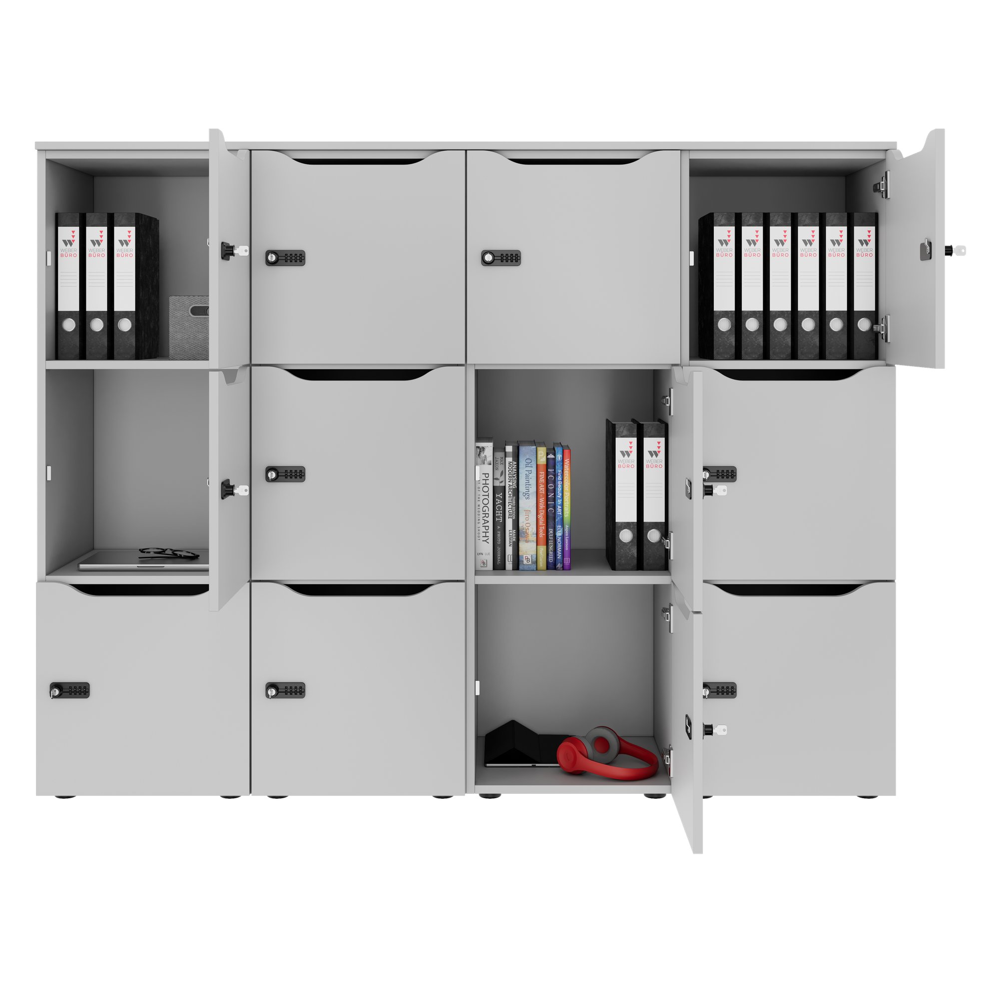 CHOICE Spind | 1804 x 1386 mm, 12 Schliessfächer, Perlgrau - 6 Main Image