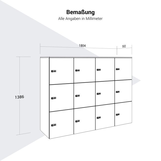 CHOICE Spind | 1804 x 1386 mm, 12 Schließfächer, Perlgrau