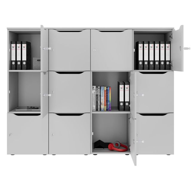CHOICE Spind | 1804 x 1386 mm, 12 Schließfächer, Perlgrau