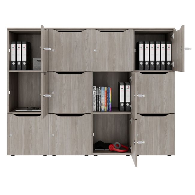 CHOICE Spind | 1804 x 1386 mm, 12 Schließfächer, Nordeiche grau