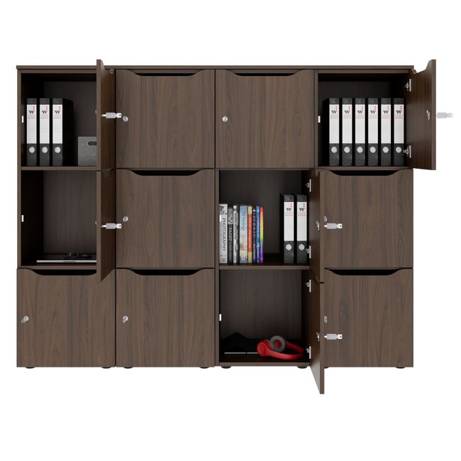 CHOICE Spind | 1804 x 1386 mm, 12 Schließfächer, Nussbaum