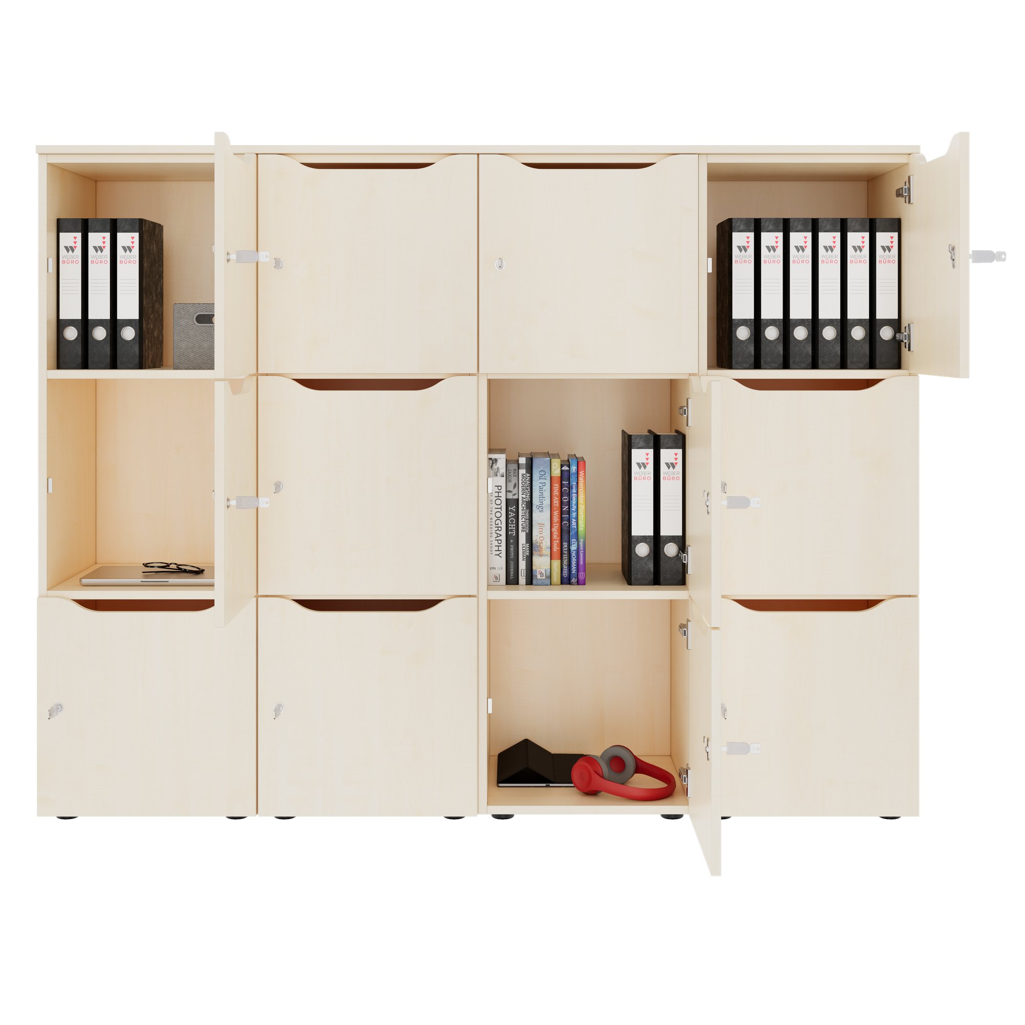 CHOICE Spind | 1804 x 1386 mm, 12 Schließfächer, Ahorn - 4 Main Image