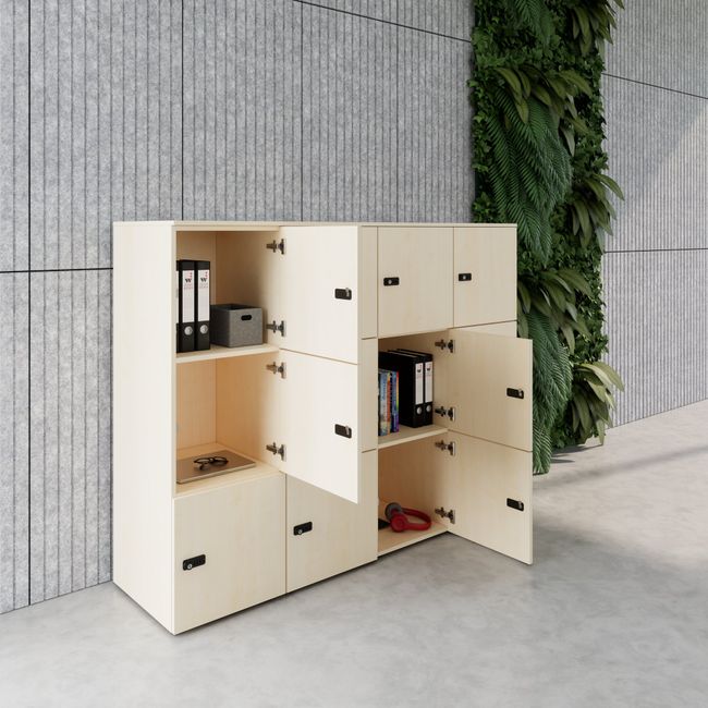 CHOICE Spind | 1804 x 1386 mm, 12 Schließfächer, Ahorn