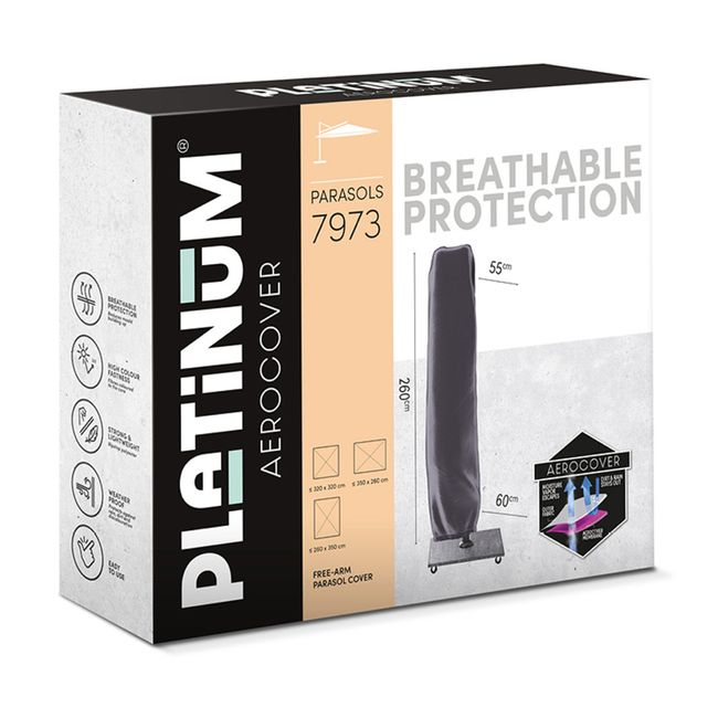 Platinum AeroCover Sonnenschirmabdeckung | 550-600 x 2600 mm, Anthrazit
