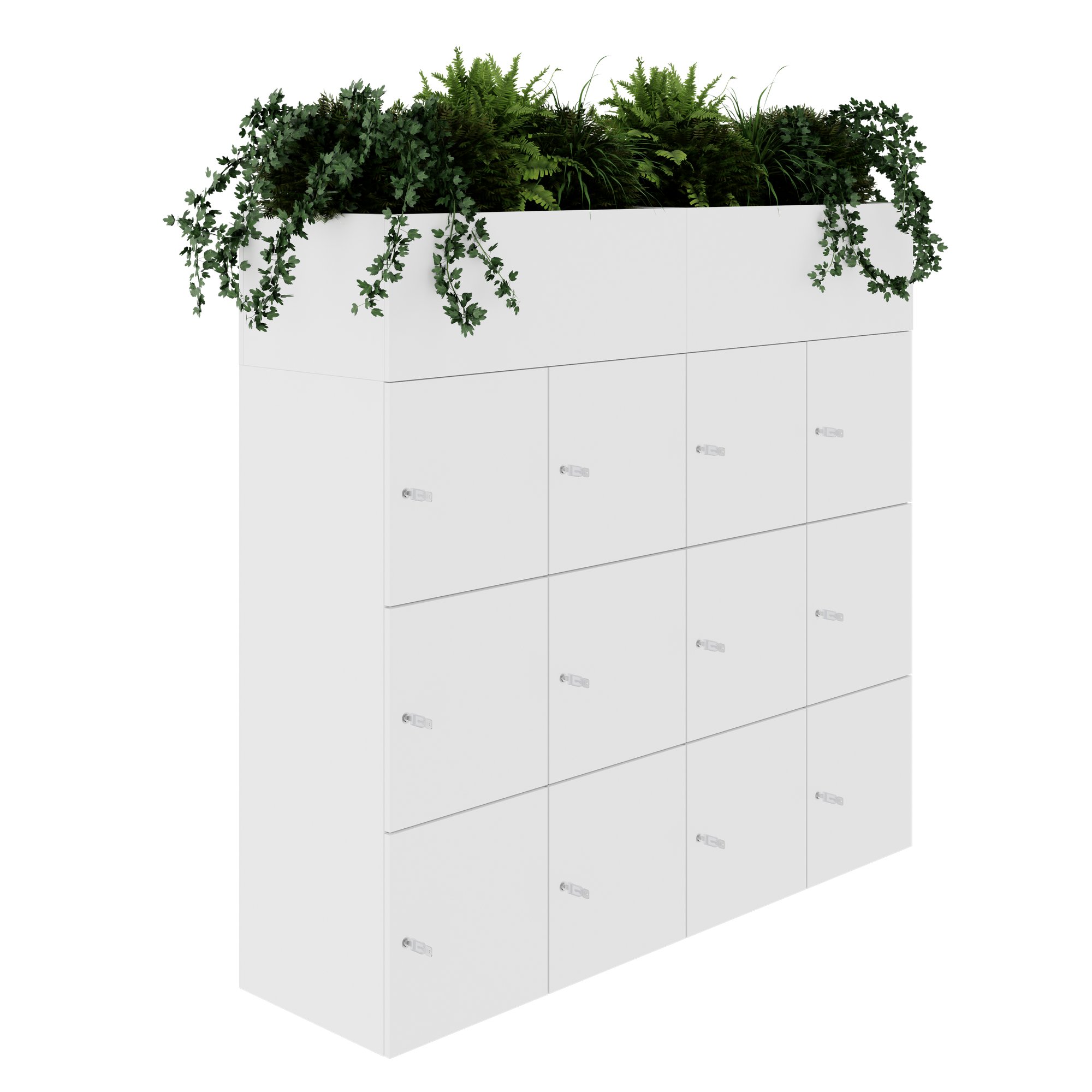 CHOICE Spind | 1800 x 1704 mm, 12 Schliessfächer, Blumenkästen, Weiss - 1 Main Image
