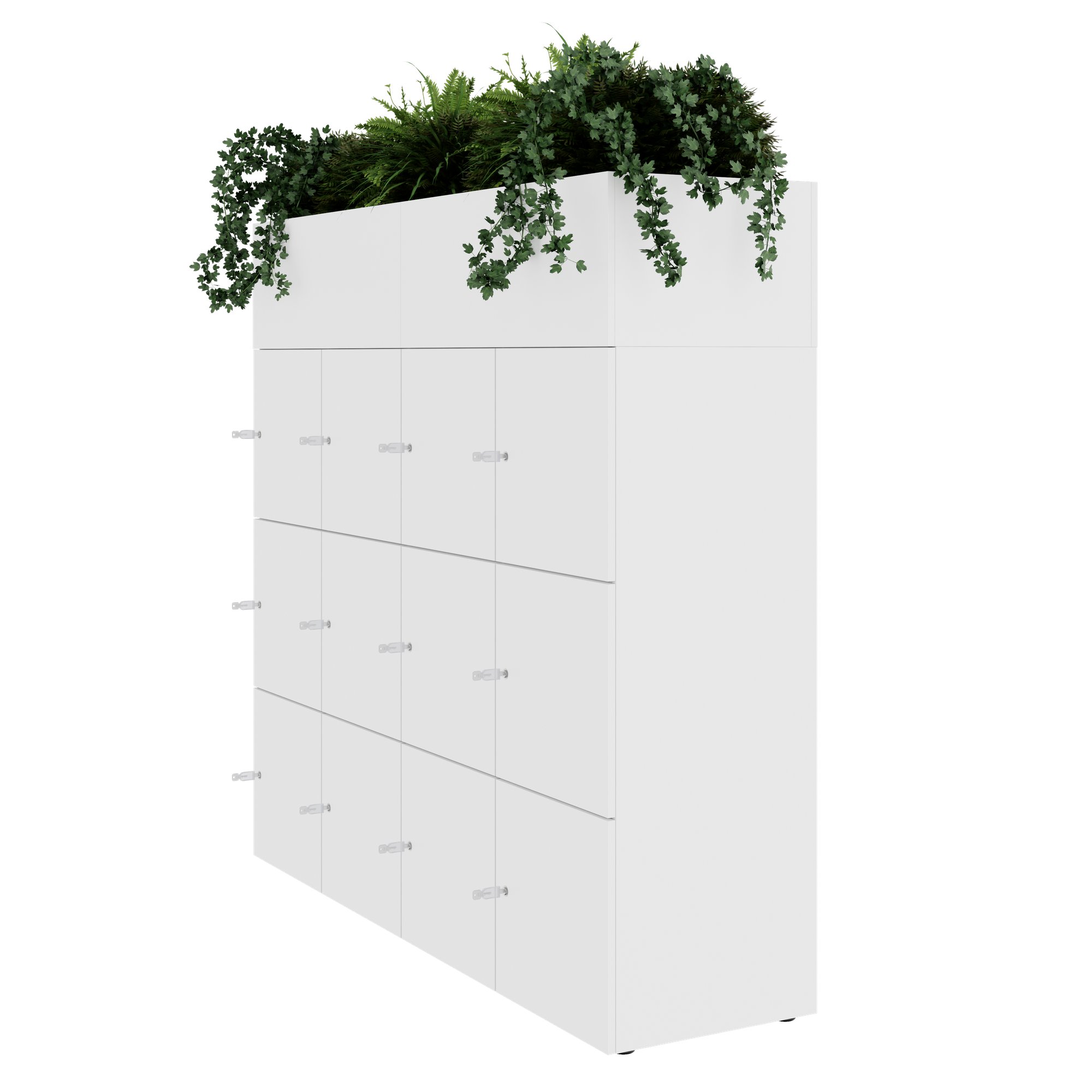 CHOICE Spind | 1800 x 1704 mm, 12 Schliessfächer, Blumenkästen, Weiss - 3 Main Image
