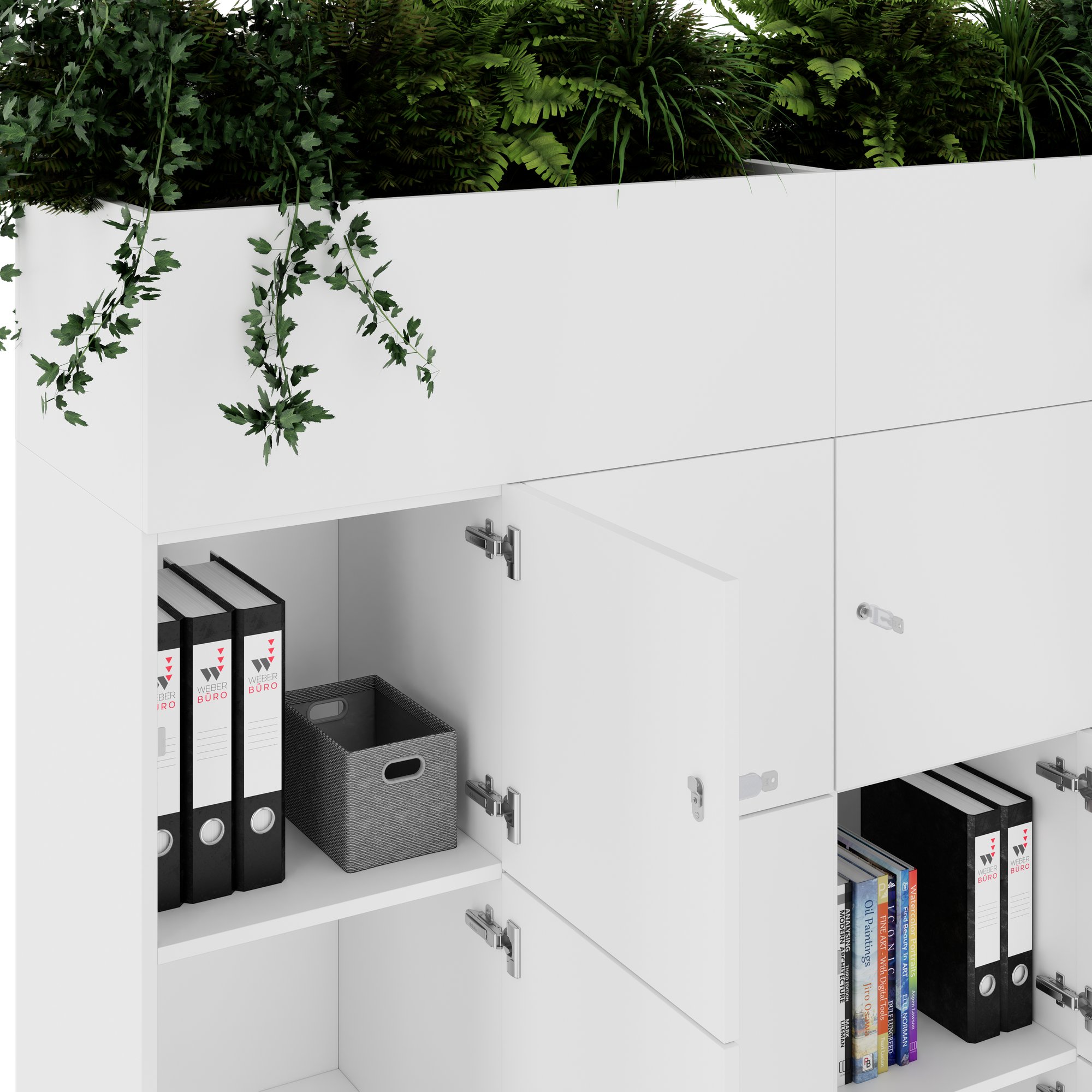 CHOICE Spind | 1800 x 1704 mm, 12 Schliessfächer, Blumenkästen, Weiss - 4 Main Image