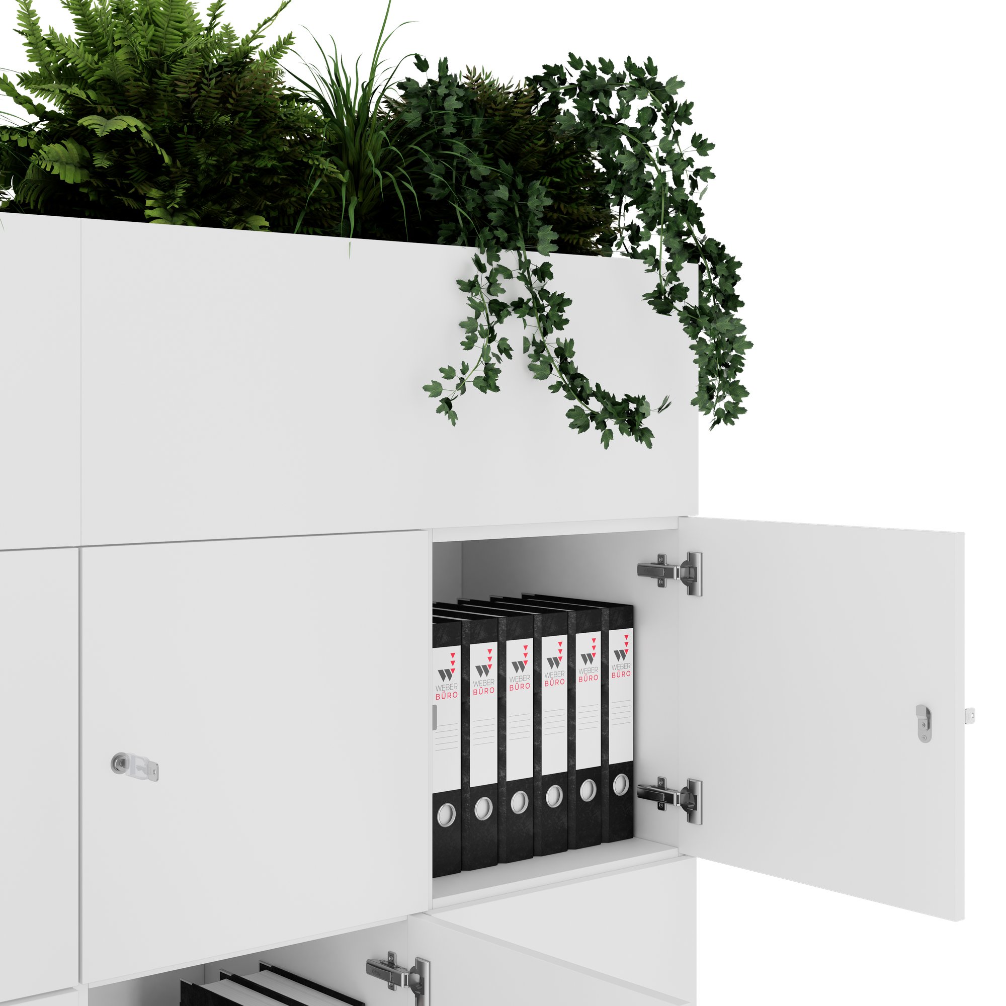 CHOICE Spind | 1800 x 1704 mm, 12 Schliessfächer, Blumenkästen, Weiss - 5 Main Image